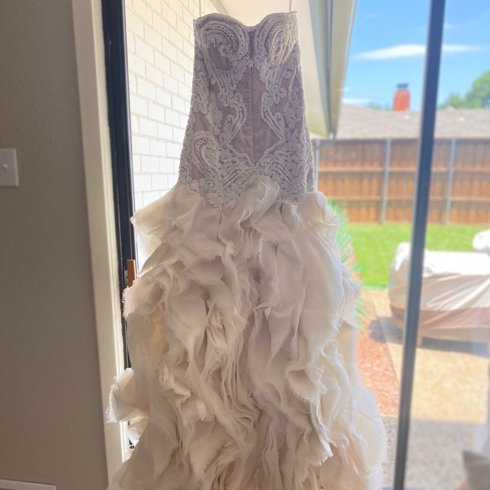 Wedding dress. Size “0” pale pink & cream